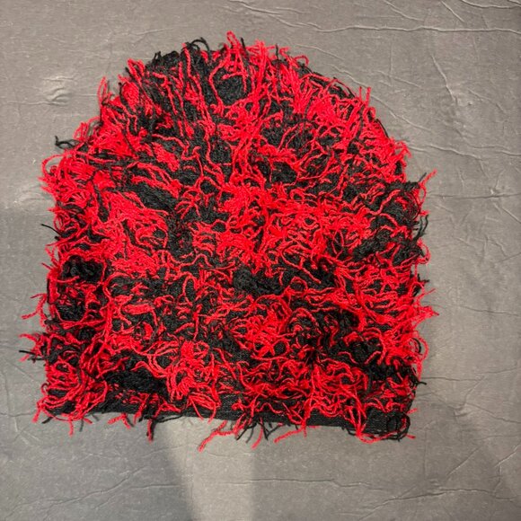 Distressed Black & Red Street Style Beanie – Unisex Knit Hat - Picture 1 of 5